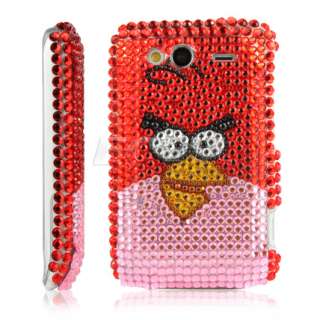 NEW RED BIRD CRYSTAL BLING BACK CASE FOR HTC WILDFIRE S  