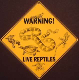 LIVE REPTILES warning sign lizard turtle snake decor art picture 