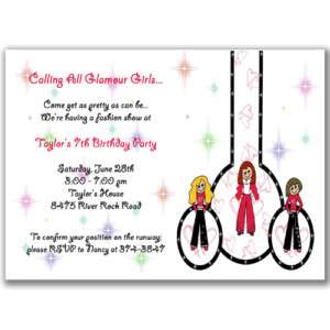 Fashion Show Invitations Party Glamour Diva Runway Girl  