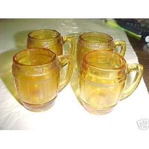  Set of 4 Amber Barrel Mini Mugs 