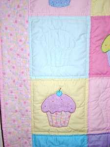 HAND~QUILTED CUPCAKE BABY TODDLER QUILT/WALL HANGING  