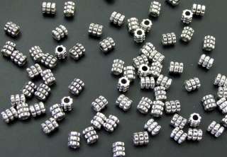 ON SALE 140 Tibetan Silver Dotted Cylinder Beads B108  