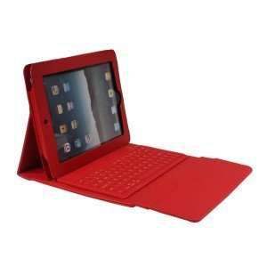 : Red Leather Built in Wireless Keyboard Case for IPad® 2 / New IPad 