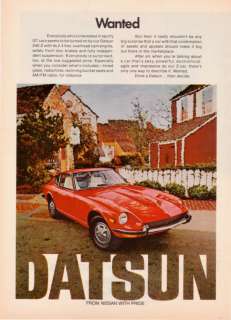 1972 red Datsun 240Z 240 Z photo Wanted car print ad  