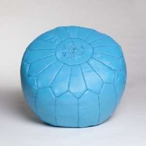  Sky Blue Moroccan Leather Pouf, Unstuffed: Home & Kitchen