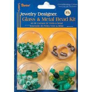  Jewelry Designer Glass & Metal Bead Kit 35 Grams Green 