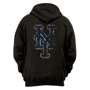  New York Mets Full Zip Hooded Fleece Sweatshirt: Sports 