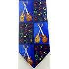 bass guitar neck tie and multicolored musical notes blue new expedited 