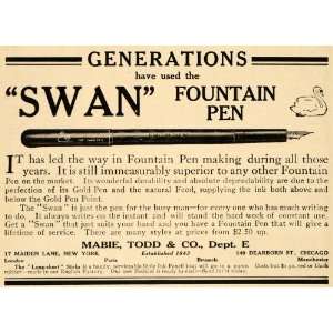   Co Swan Fountain Vintage Gold Pen   Original Print Ad