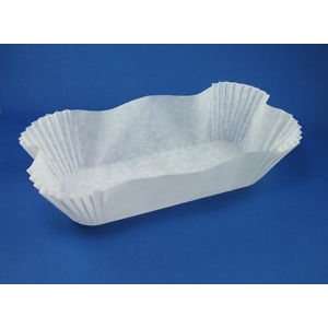  White Fluted Oblong Loaf Coffee Cake Pastry Baking Cup 