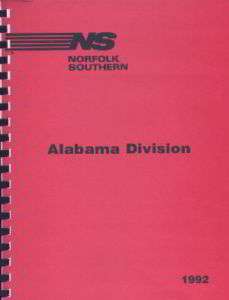 Norfolk Southern Alabama Division Track Chart   1992  