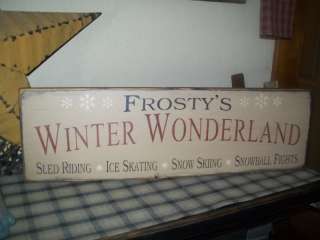 PRIMITIVE SIGN~~FROSTYS WINTER WONDERLAND~SNOWFLAKES~~  