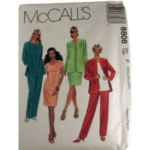 McCalls 8806 Sewing Pattern Misses Unlined Jacket,Dress,Top and Pull 