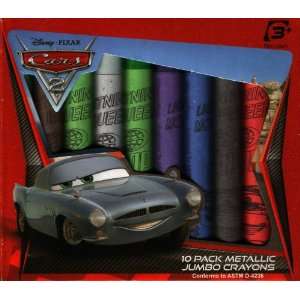  Disney Pixar Cars 2 10 pack Metallic Jumbo Crayons Toys 