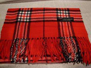 New 100% Cashmere Scarf Gray Red Black Check Plaid Scarf Scotland Wool 