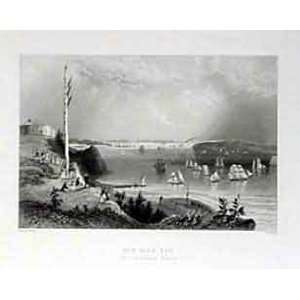 Bartlett 1839 Engraving of New York Bay (From the Telegraph Station)