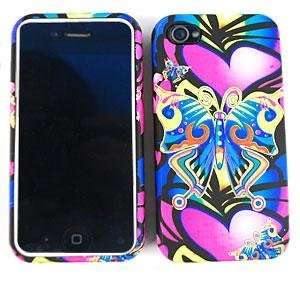  APPLE Iphone 4 4s 3D Embossed Butterflies and Pink Hearts Jelly 