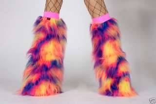 RAINBOW CAMO FLUFFIES FLUFFY FURRY BOOT COVERS  