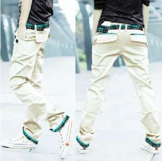   Mens Korean Style Slim Fit Casual Straight leg Long Pants  