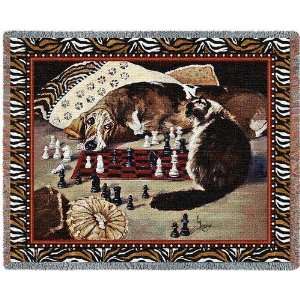   Move Cat & Dog Playing Chess Tapestry Throw Blanket: Home & Kitchen