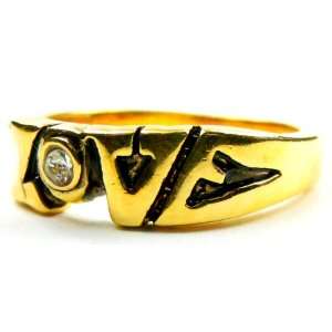  1/4 Carat Bezel Set Retro Vintage Style Love Diamond Ring 