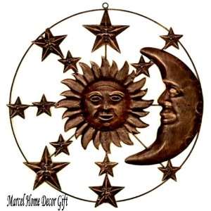  CELESTIAL SUN MOON & STARS METAL ART WALL PLAQUE: Patio 