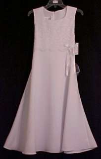 Bonnie Jean White Crepe Sheer Popover Dress NWT 20.5.  