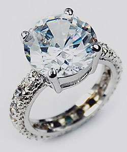 14k White Gold Overlay Super Solitaire Ring  Overstock