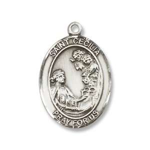 St. Cecilia Sterling Silver Medal with 18 Sterling Chain Patron Saint 