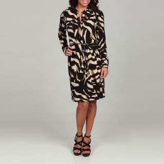 Calvin Klein Womens Black Animal Print Henley Dress  Overstock