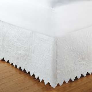 White Queen size Milano 15 inch Drop Quilted Bedskirt  