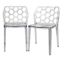Honeycomb Clear Acrylic Modern Dining Chair (Set of 2)  
