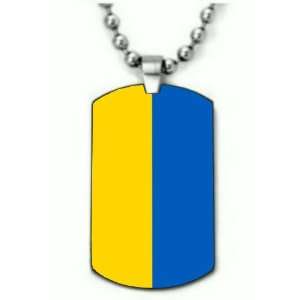 Ukraine Flag Color Dogtag Pendant Necklace w/Chain and Giftbox