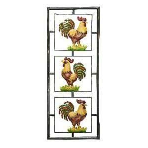  Rooster Metal Wall Decor 37x14: Home & Kitchen