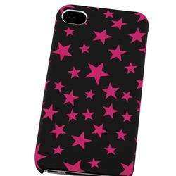 Slim Fit Rubber Coated Pink Star Case for Apple iPhone 4  Overstock 