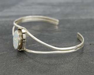Navajo Silver Calvin Spencer Opal Inlay Cuff Bracelet  