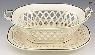 Antique Staffordshire Creamware Basket & Underplate Andrew Stevenson 