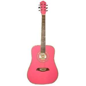  Oscar Schmidt OG1P Acoustic Guitar   Pink: Musical 