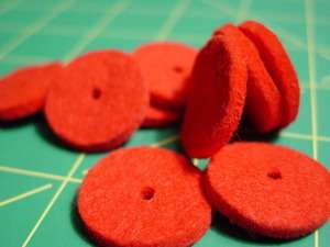Bag of 10 Thick Red Sewing Machine Spool Pin Felts Pads  