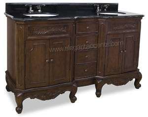 61 Double Sink Bathrom Vanity Cabinet Brown Finish 60  
