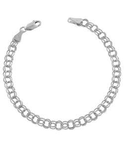 14k White Gold Double Loop Charm Bracelet  