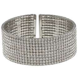   Silvertone Swarovski Crystal 10 row Cuff Bracelet  