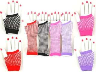 Womens Fishnet Fingerless Gloves Elbow,Wrist 8 Colors  