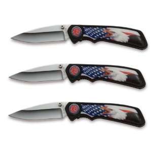  Maxam 3pc Patriotic Liner Lock Knife Set Sports 