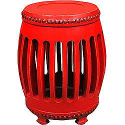 Barrel shaped Red End Table  