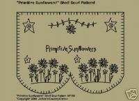 Primitive Stitchery Pattern Prim Sunflower Shelf Scarf  