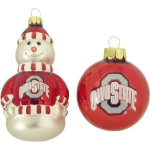  Ohio State Buckeyes NCAA Blown Glass Ornament Set Sports 