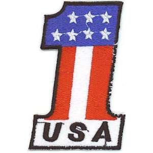  NUMBER 1 USA FLAG PATCH BIKER RACING IRON ON: Everything 