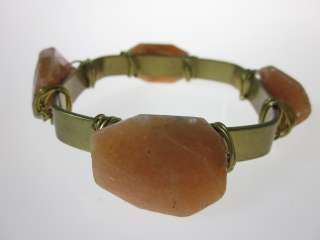 NEW NUGAARD DESIGNS Brass Orange Agate Bangle Bracelet  