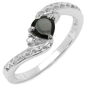  0.60 Carat Genuine Sapphire & Diamond Sterling Silver Ring 
